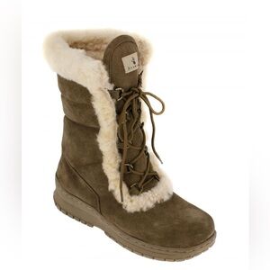 BearPaw Brown and Cream Winter Boots with Faux Fur Lining